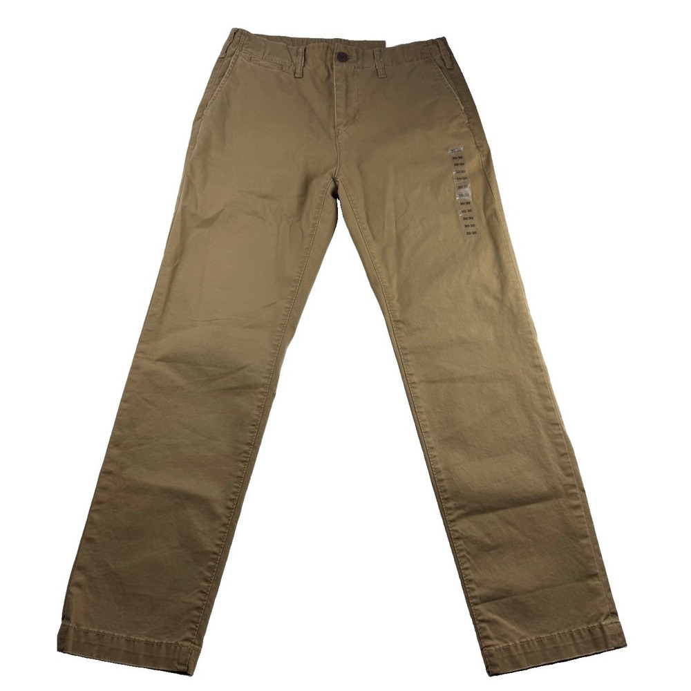 American Eagle Men's Athletic Straight Lived-In Khaki Pants 30x30 Flex Tan NWT